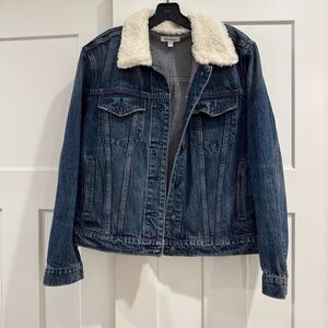 Good American Sherpa Boyfriend Jean Jacket, Size 0/1 aka XS/S